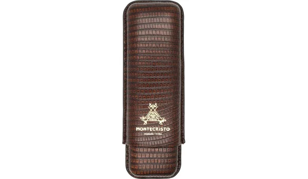 Funda para puros Montecristo de cuero marrón para 2 puros